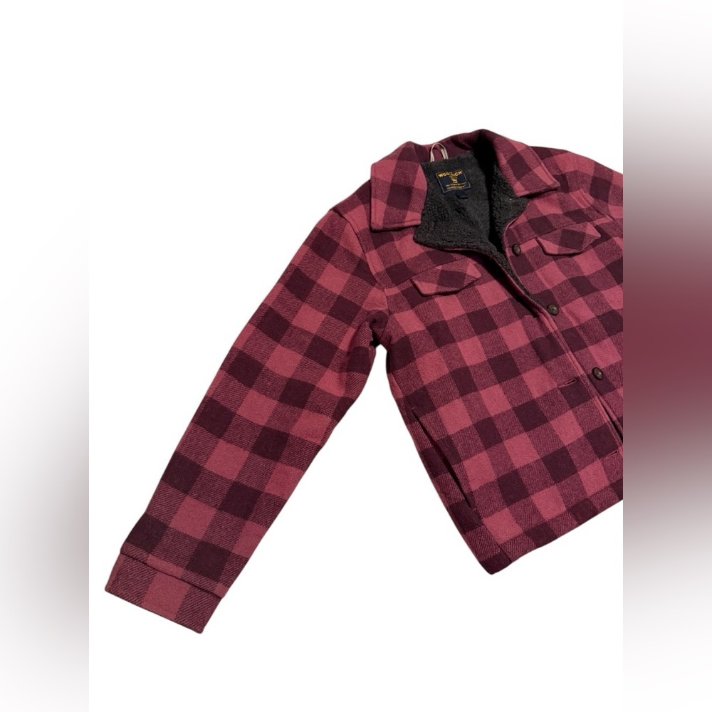Women’s Mulberry Woolrich Pink and Burgundy Buffalo Plaid Jacket Size Medium - Picture 2 of 9